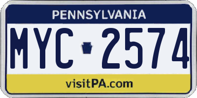PA license plate MYC2574