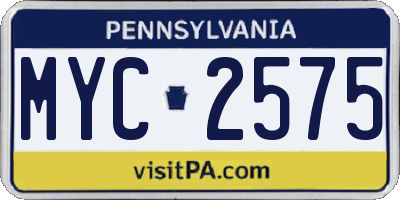PA license plate MYC2575