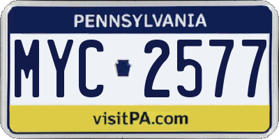PA license plate MYC2577