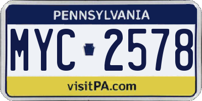 PA license plate MYC2578