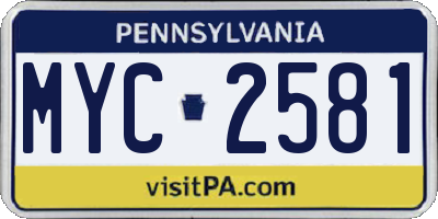 PA license plate MYC2581