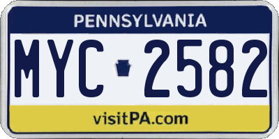 PA license plate MYC2582