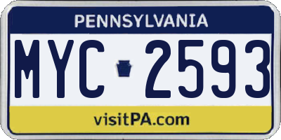 PA license plate MYC2593