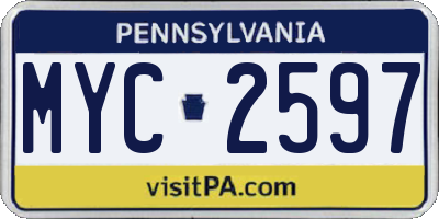PA license plate MYC2597