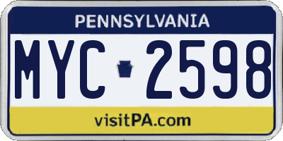PA license plate MYC2598