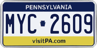 PA license plate MYC2609