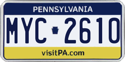 PA license plate MYC2610