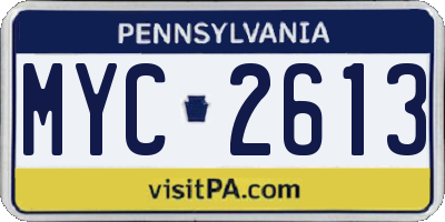 PA license plate MYC2613