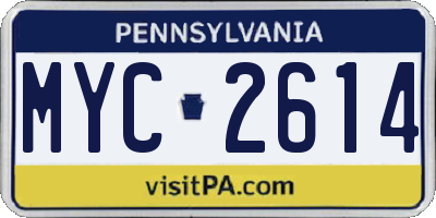 PA license plate MYC2614