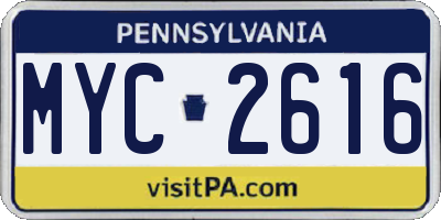 PA license plate MYC2616