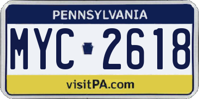 PA license plate MYC2618