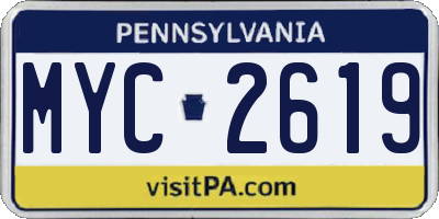 PA license plate MYC2619
