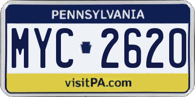 PA license plate MYC2620