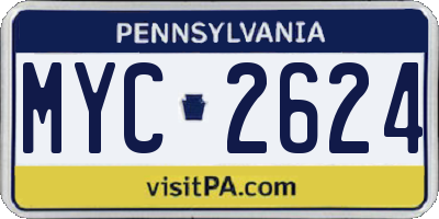 PA license plate MYC2624