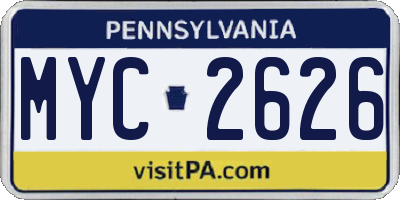 PA license plate MYC2626