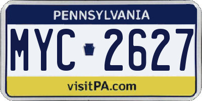 PA license plate MYC2627