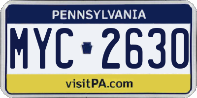 PA license plate MYC2630