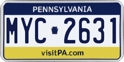 PA license plate MYC2631