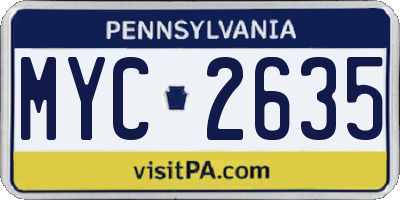 PA license plate MYC2635