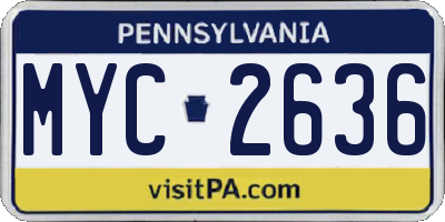 PA license plate MYC2636