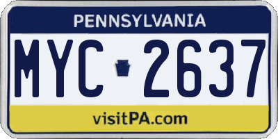 PA license plate MYC2637