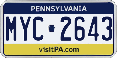 PA license plate MYC2643