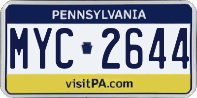 PA license plate MYC2644