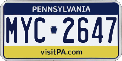 PA license plate MYC2647