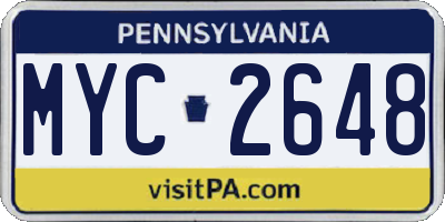 PA license plate MYC2648