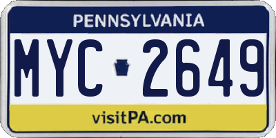 PA license plate MYC2649