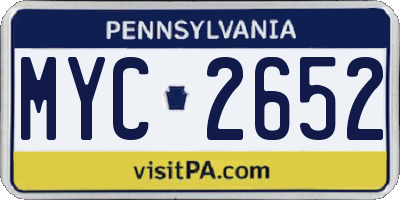 PA license plate MYC2652