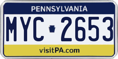 PA license plate MYC2653