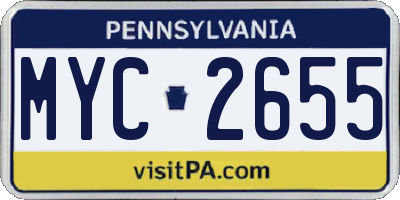 PA license plate MYC2655