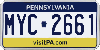 PA license plate MYC2661