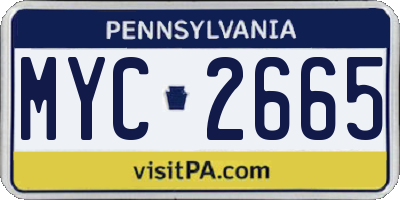 PA license plate MYC2665