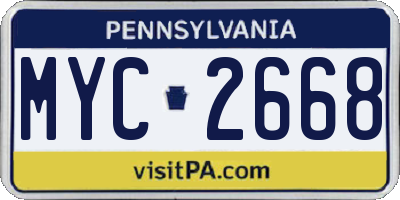 PA license plate MYC2668