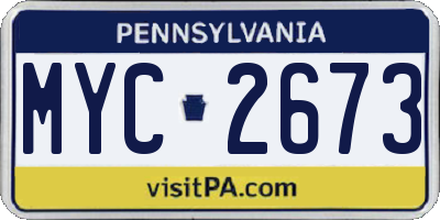 PA license plate MYC2673