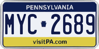 PA license plate MYC2689