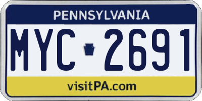 PA license plate MYC2691