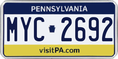PA license plate MYC2692