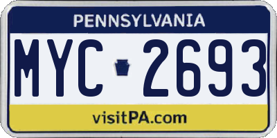PA license plate MYC2693