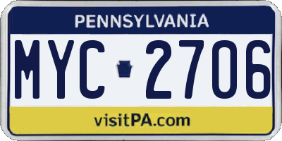 PA license plate MYC2706