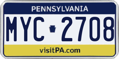 PA license plate MYC2708