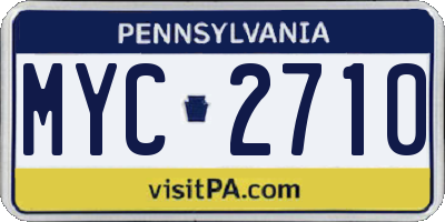PA license plate MYC2710