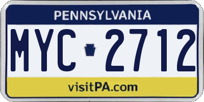 PA license plate MYC2712