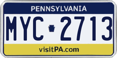 PA license plate MYC2713