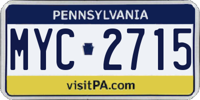 PA license plate MYC2715