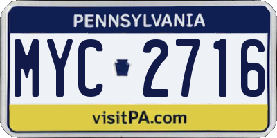 PA license plate MYC2716
