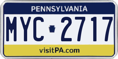PA license plate MYC2717