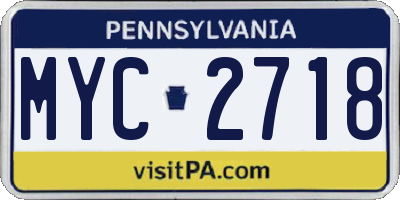 PA license plate MYC2718